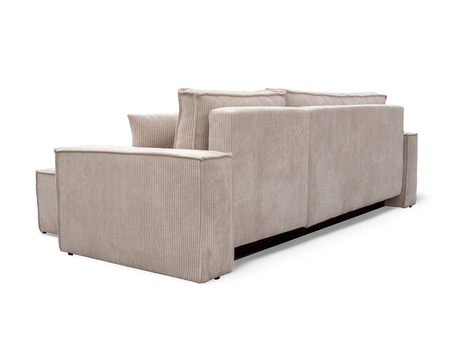 Canapé d'angle convertible 3 places en velours côtelé beige KARL