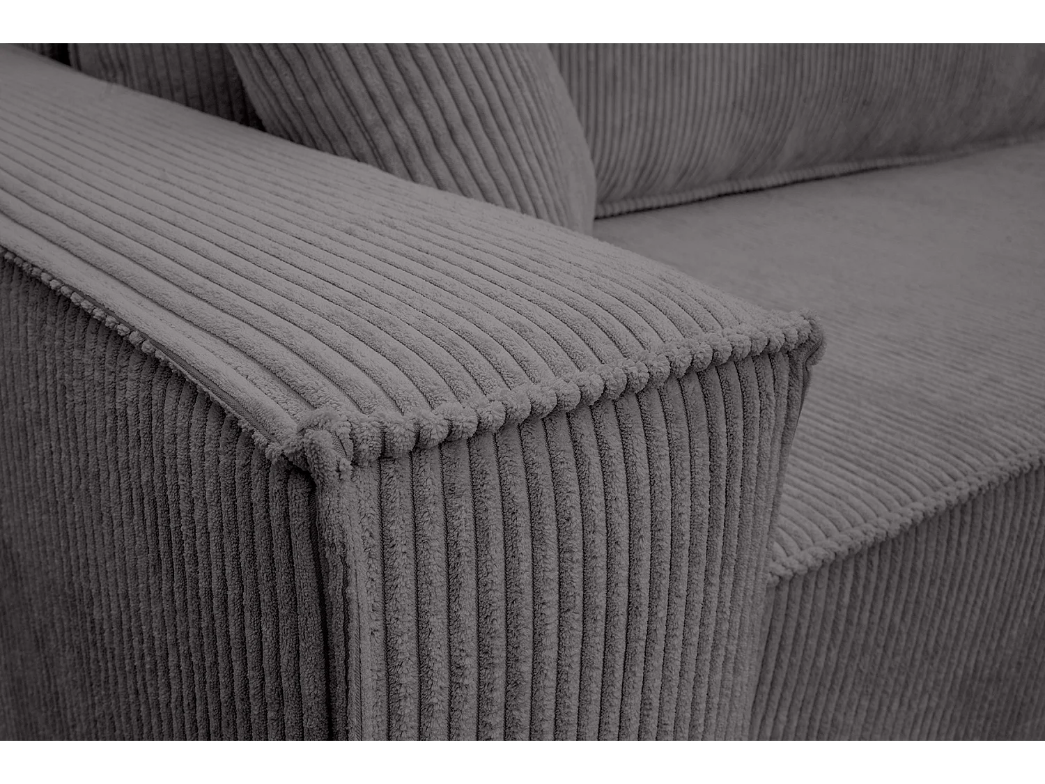 Hoekbank uitschuifbaar in ribfluweel grijs Karl L PREMIUM