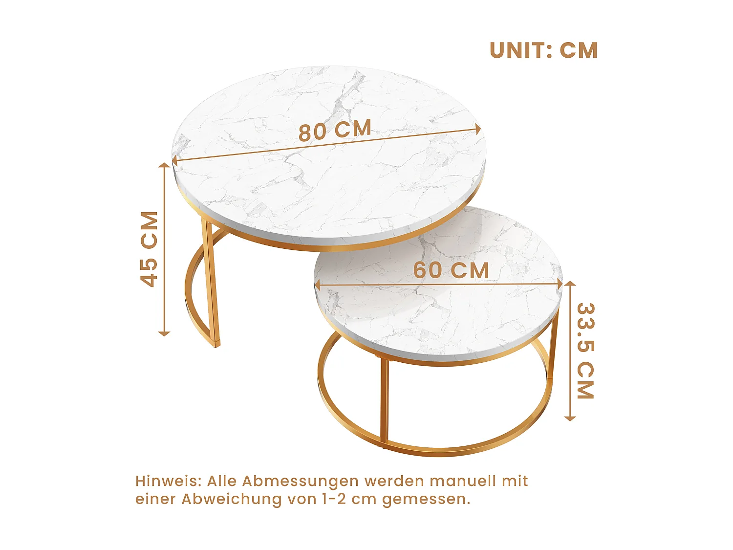 Tables basses gigognes 2 pièces au design élégant avec cadre en métal solide et plateau MDF facile à nettoyer