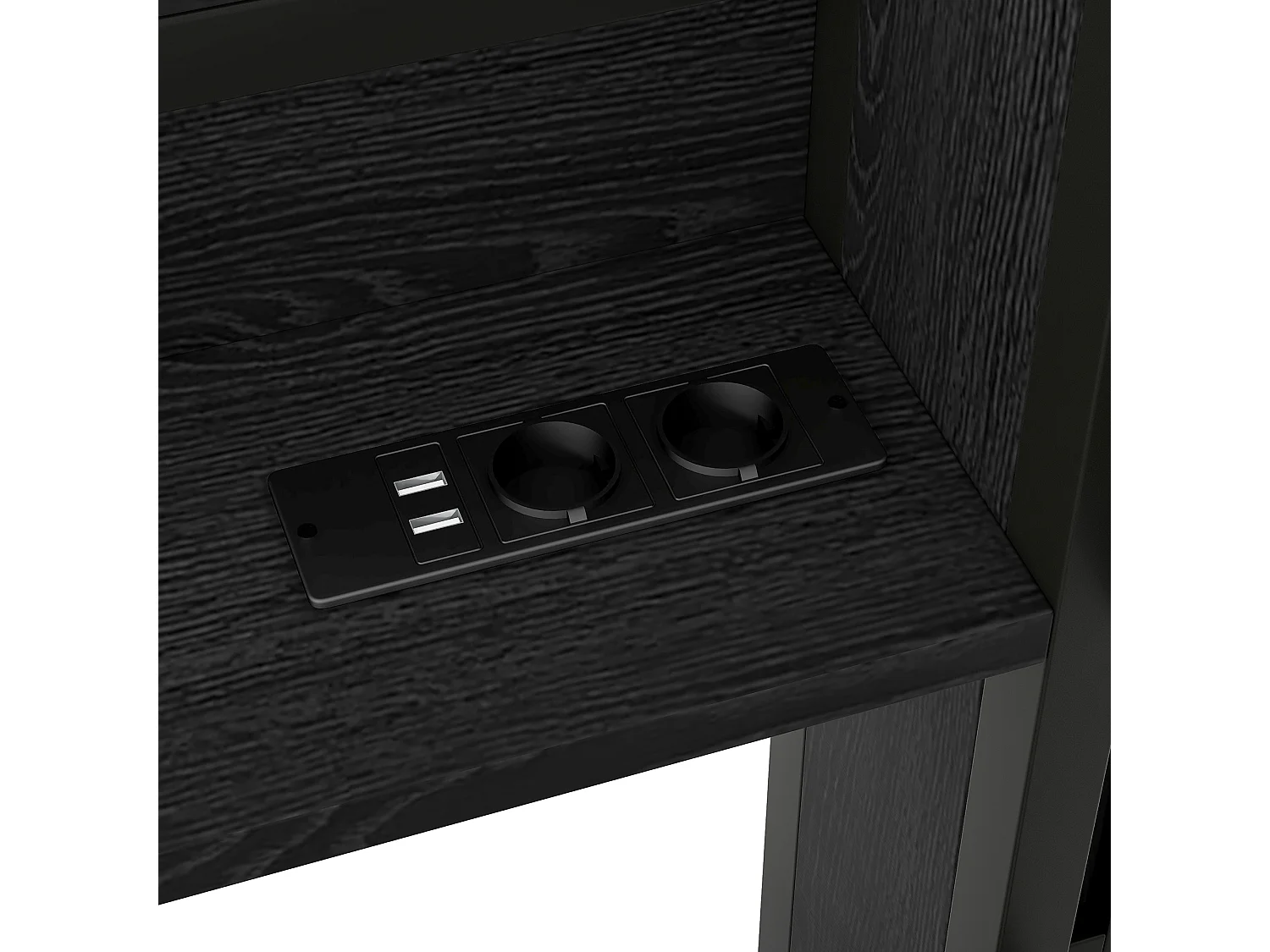 Sofá cama 90x200cm - con cama nido - con compartimento de almacenamiento - con LED y puerto USB - ​​Negro​​ (sin colchón)