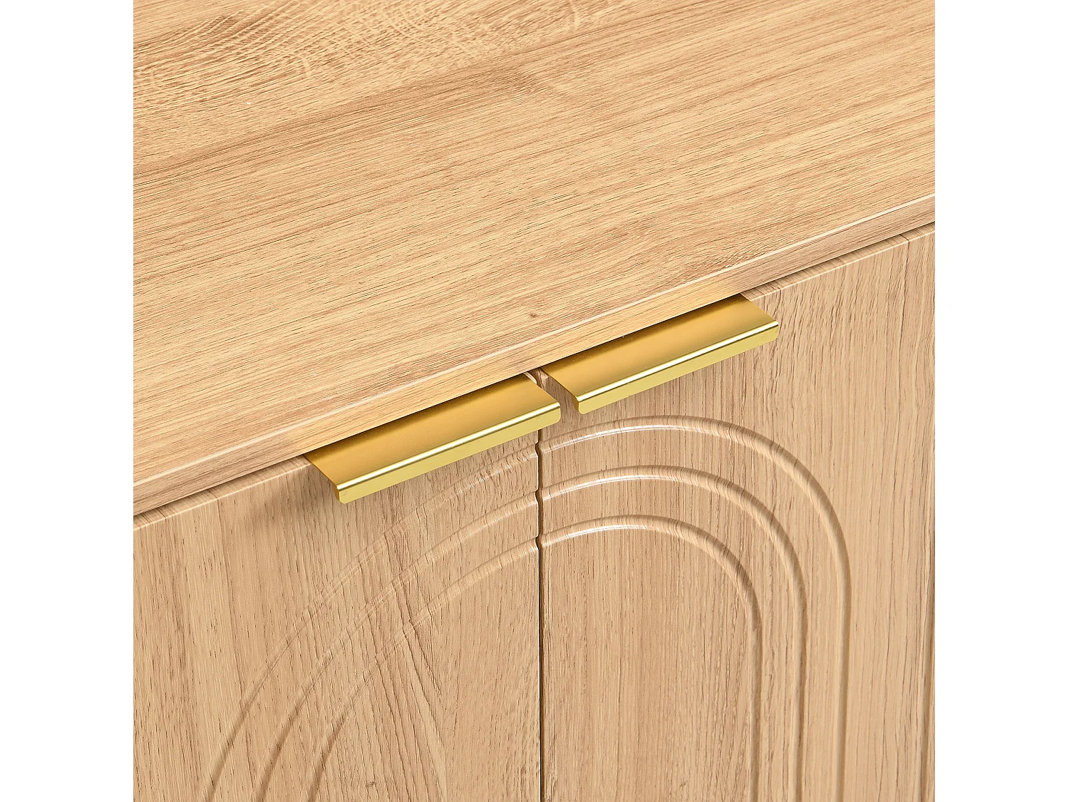 Modernes Sideboard 140x38x75 cm - 4 Türen - Holzoptik - Metallfüße - MDF - Natur