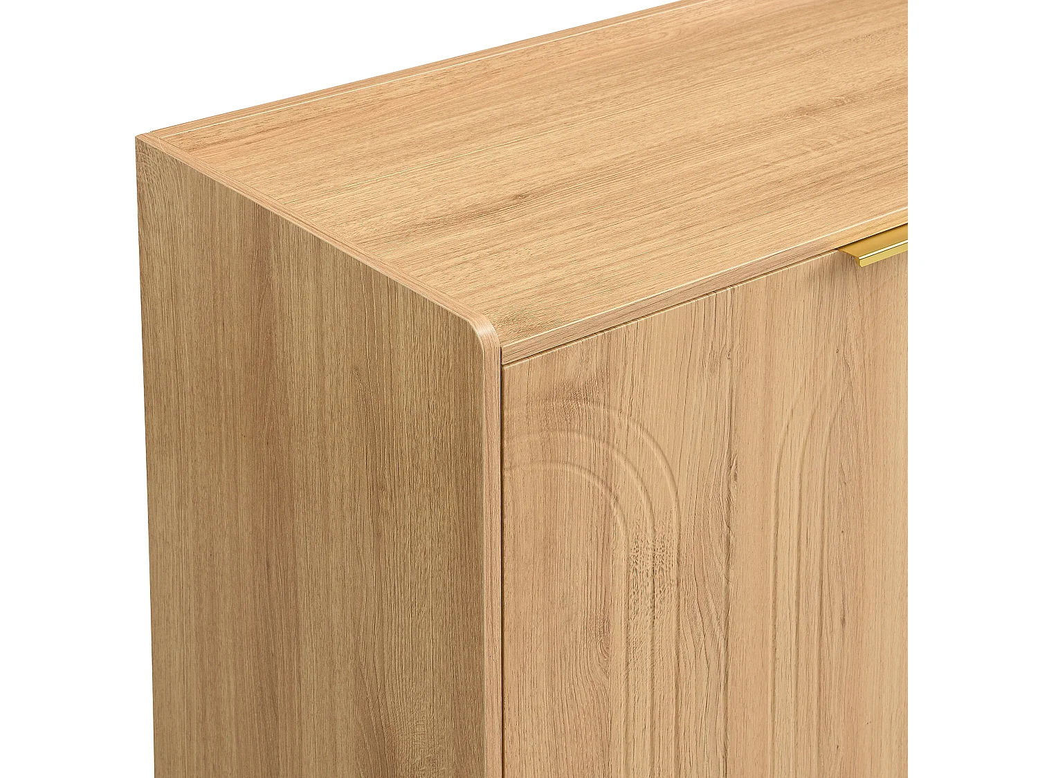 Buffet moderne 140x38x75 cm - 4 portes - aspect bois - Pieds en métal - MDF - Naturel