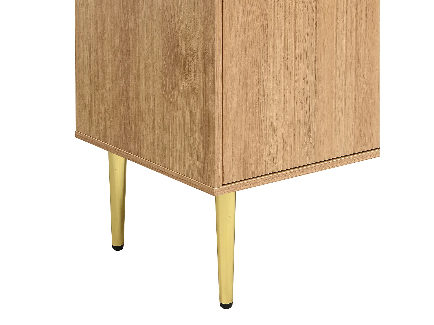 Buffet moderne 140x38x75 cm - 4 portes - aspect bois - Pieds en métal - MDF - Naturel