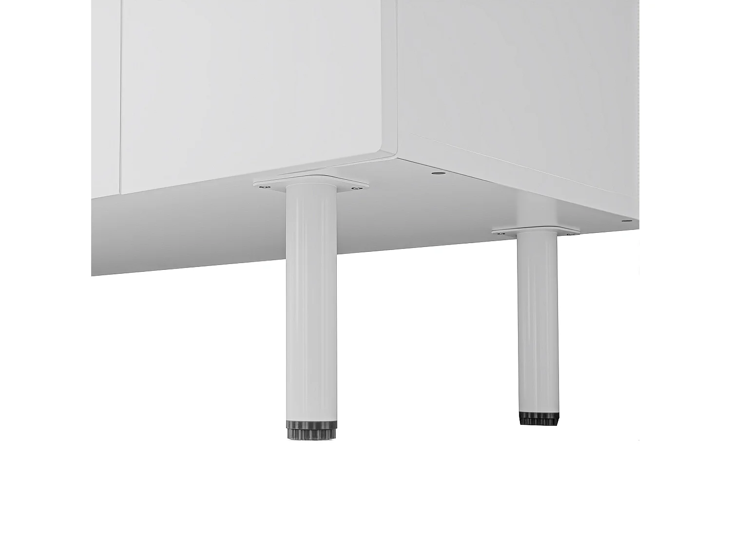 Buffet  moderne 160x38,5x70 cm - 4 portes - Pieds en métal - MDF + panneaux de particules - Blanc