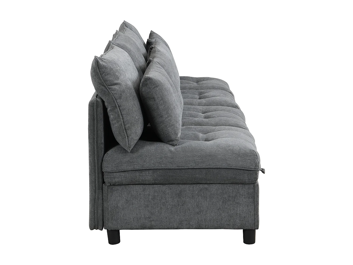 Sofá modular 4 lugares + espaço de armazenamento + revestimento em pelúcia - com combinação de sofá-cama - Cinza