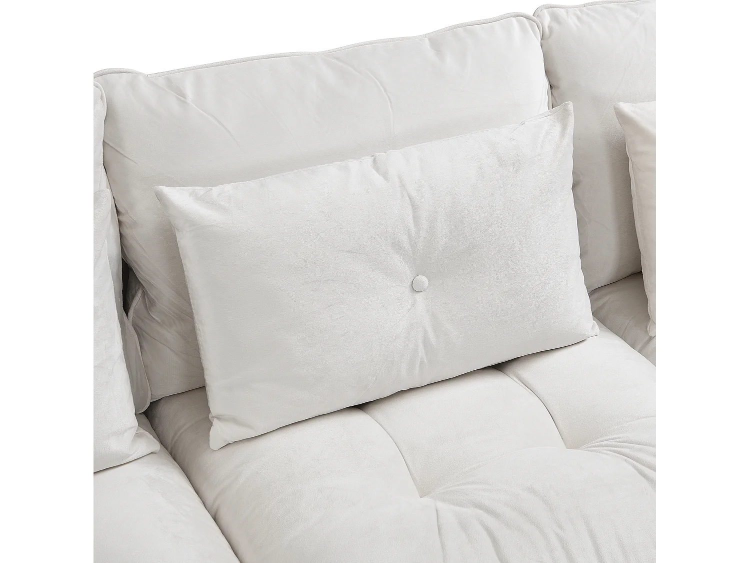 Sofá modular 4 lugares + espaço de armazenamento + revestimento em pelúcia - com combinação de sofá-cama - ​​Bege​