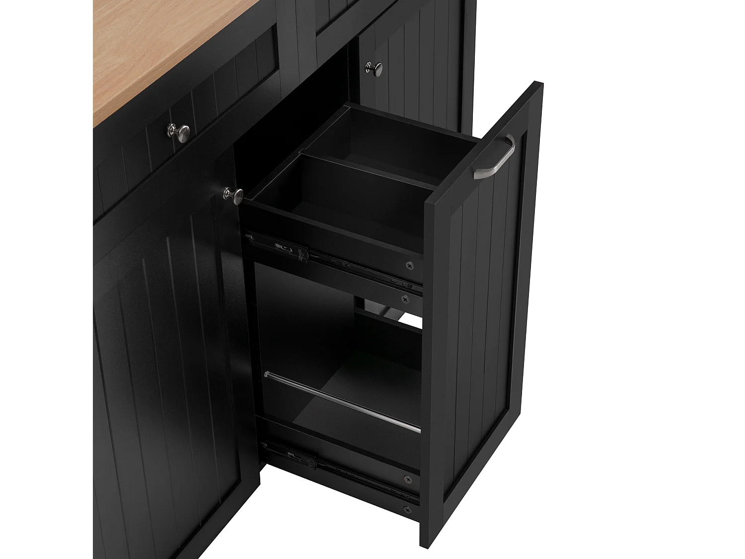 Ilot central de cuisine mobile 140x40x92cm - plateau extensible - espace de rangement multifonctionnel - noir