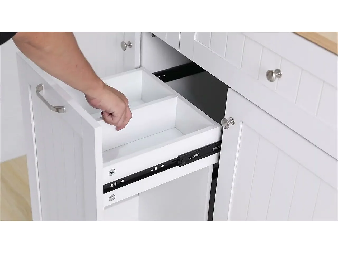 Ilot central de cuisine mobile 140x40x92cm - plateau extensible - espace de rangement multifonctionnel - blanc