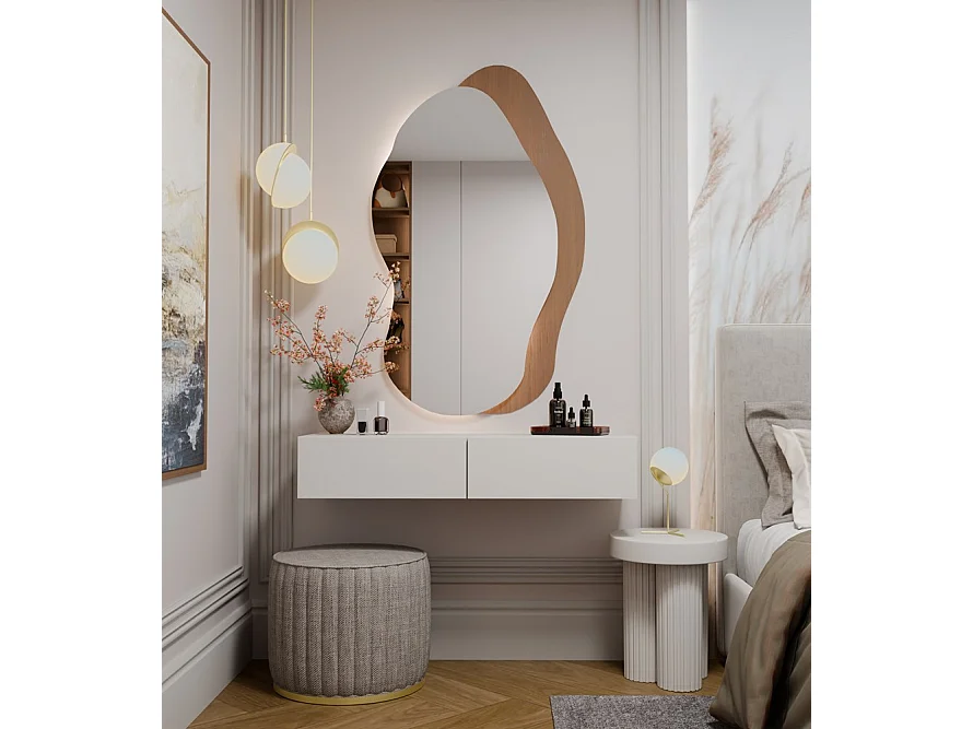 MIKA - Toeletta da parete 110 cm con 2 cassetti - Beige cachemire (camera)