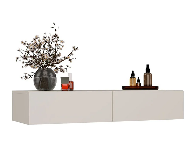 MIKA - Coiffeuse murale 110 cm 2 tiroirs - Beige cachemire (chambre)