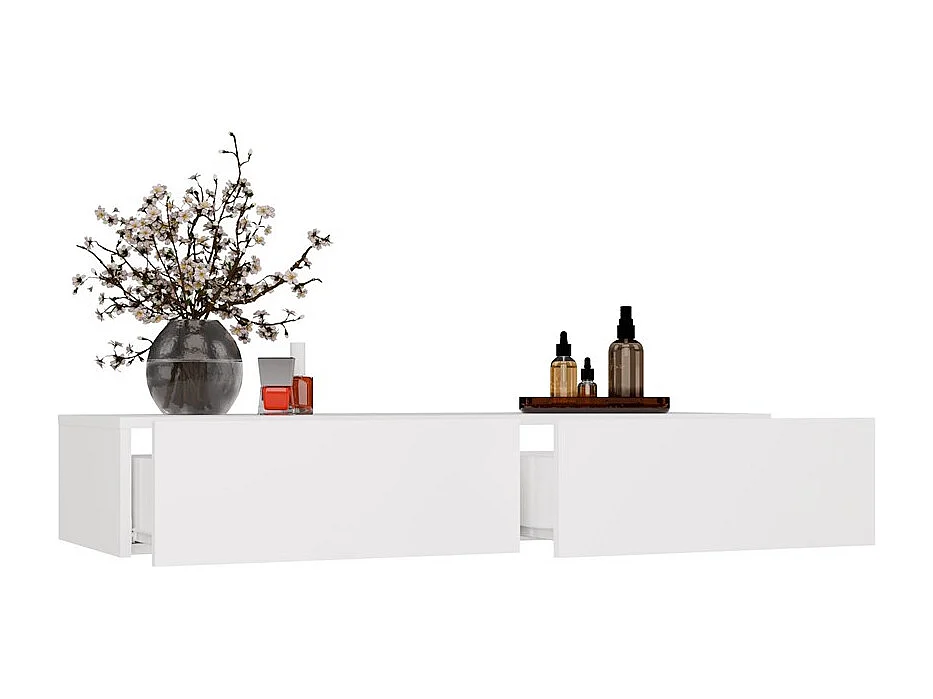 MIKA - Toeletta da parete 110 cm con 2 cassetti - Bianco (camera)