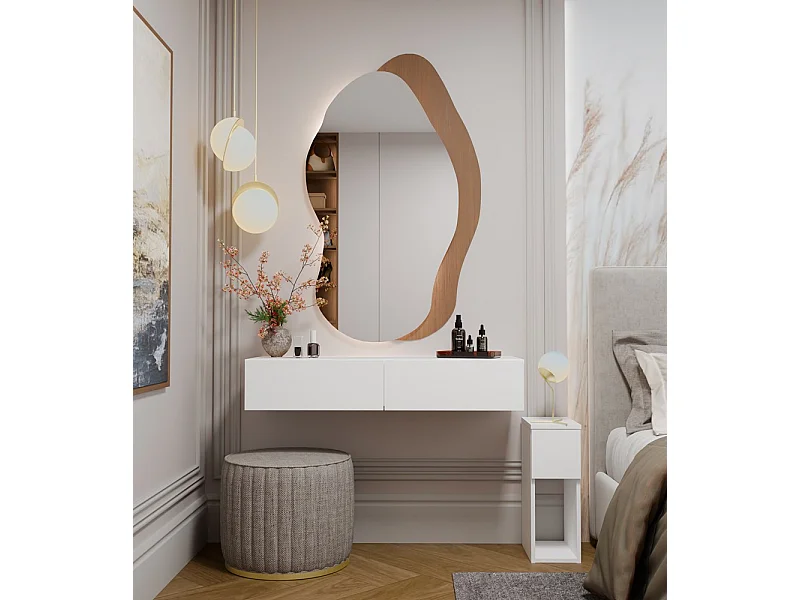 MIKA - Toeletta da parete 110 cm con 2 cassetti - Bianco (camera)