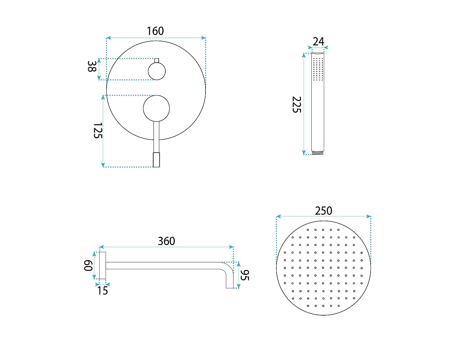 Unterputz Duschset Rea Lungo Gold