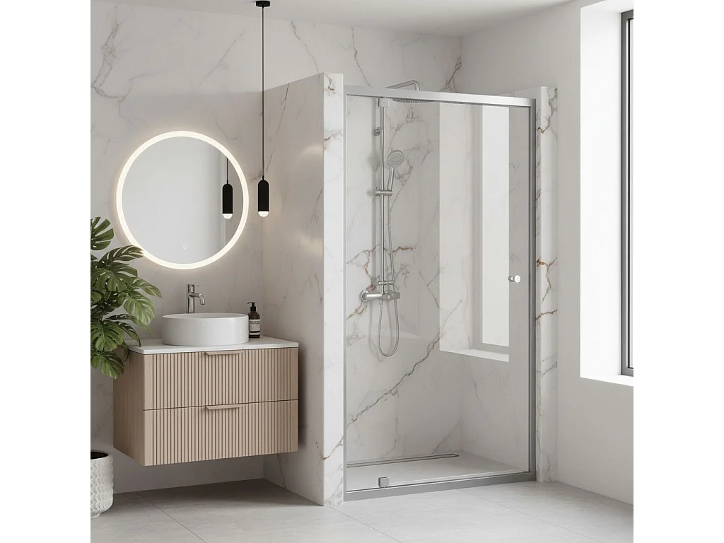 Porte De Douche Rea Primo Swing 80 Chrome