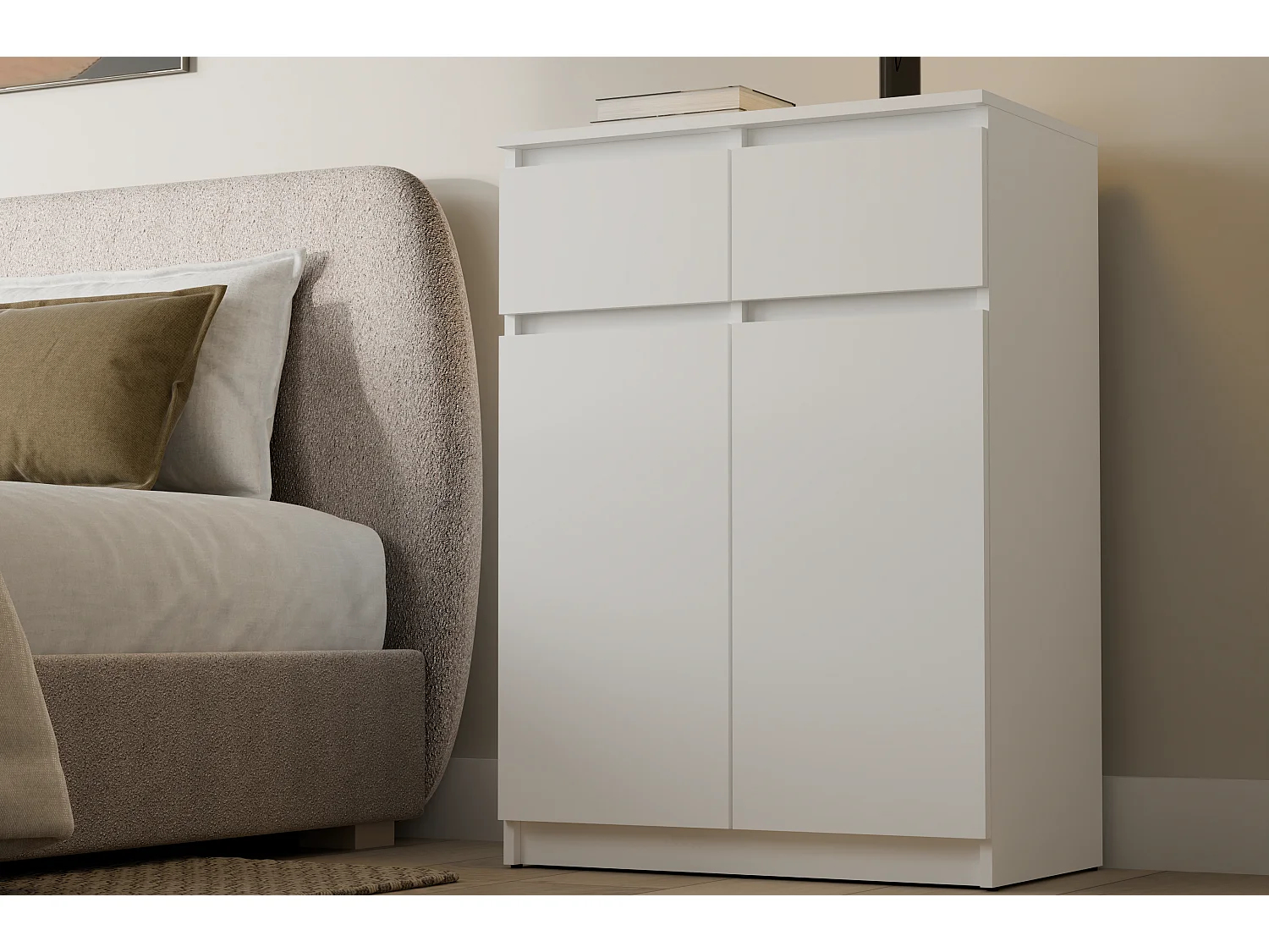 Komoda Malwa 2DD2S | Biała | 39,5x70x97 cm |Szafka 2 Drzwi 2 Szuflady