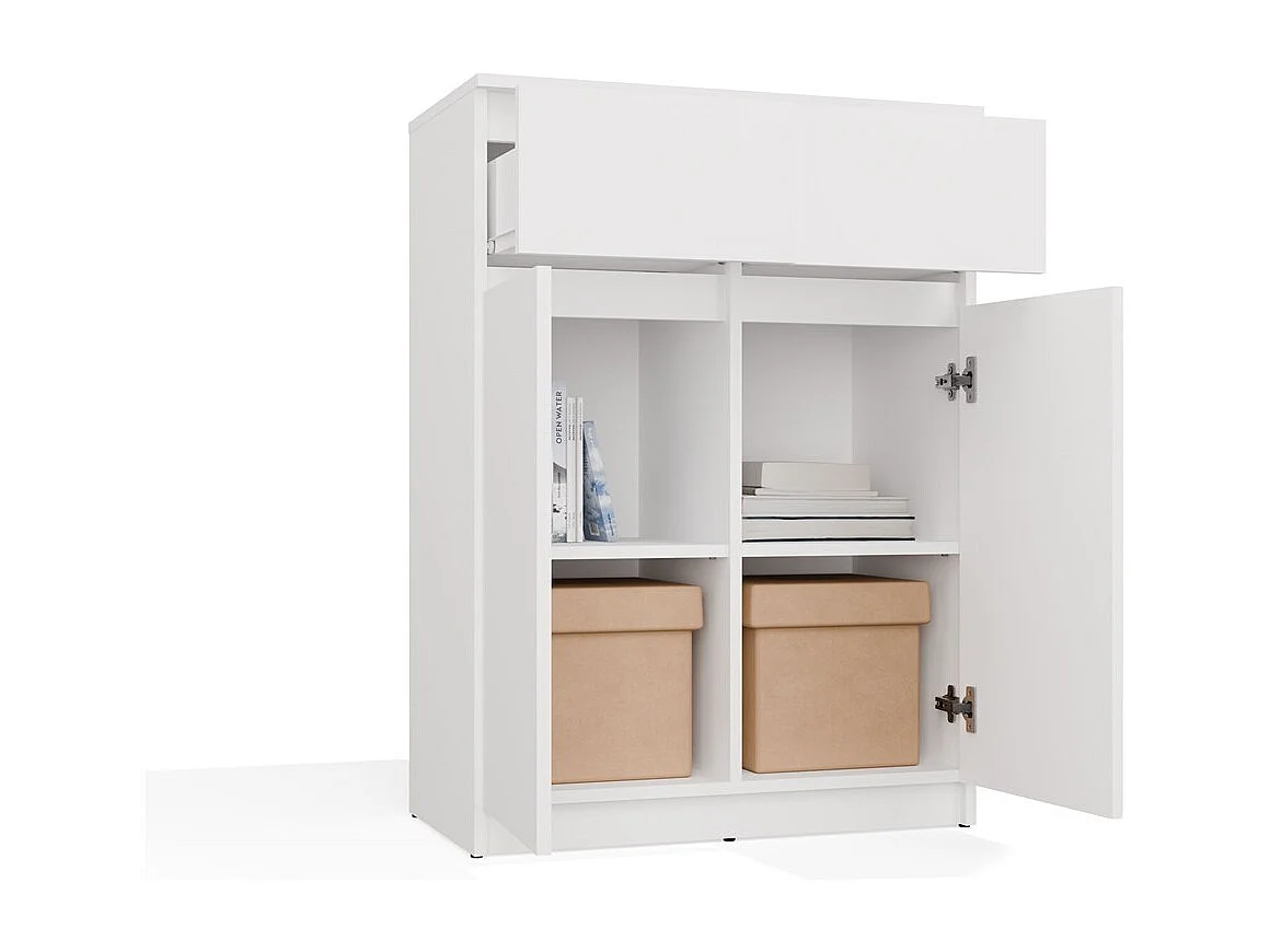 Komoda Malwa 2DD2S | Biała | 39,5x70x97 cm |Szafka 2 Drzwi 2 Szuflady