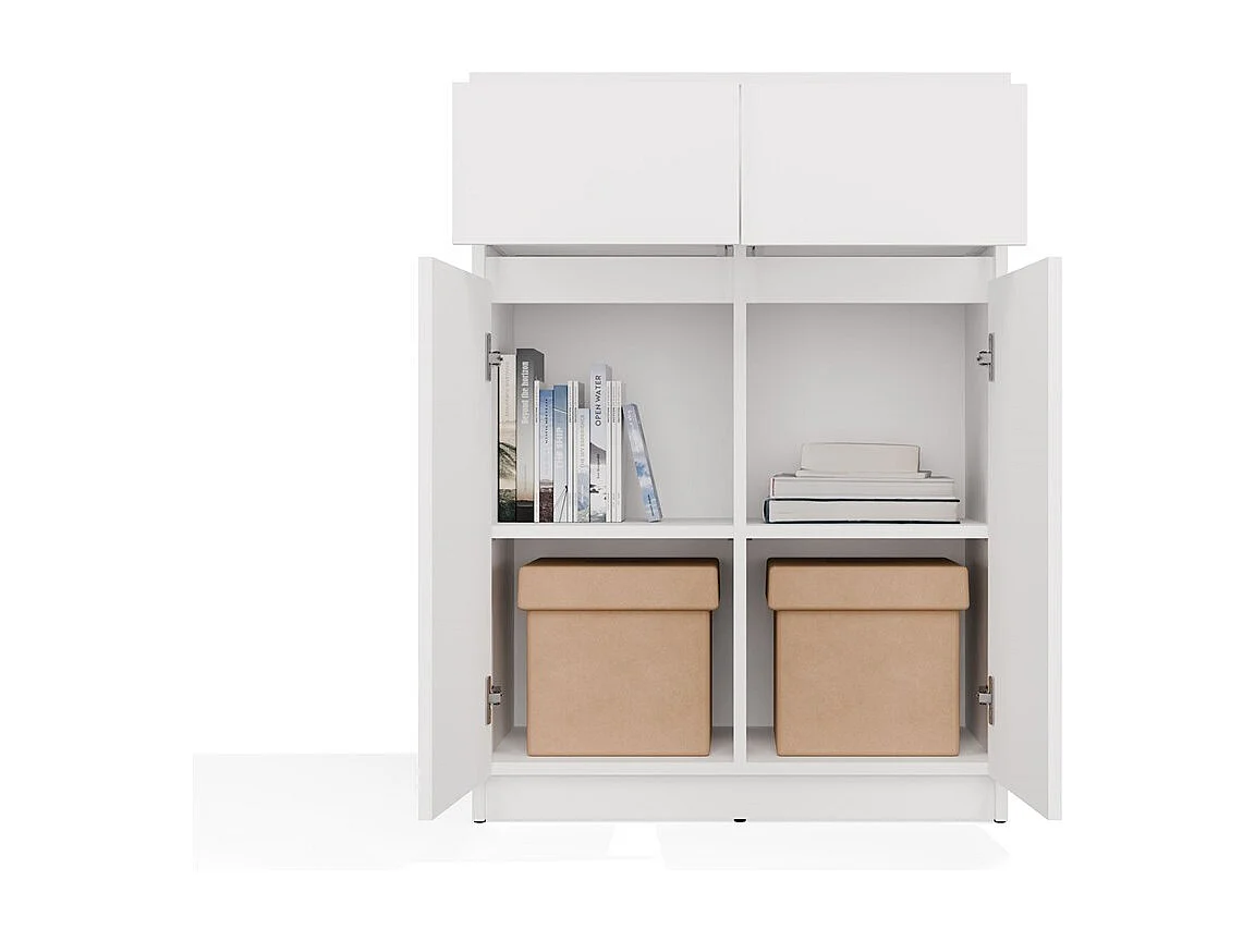 Komoda Malwa 2DD2S | Biała | 39,5x70x97 cm |Szafka 2 Drzwi 2 Szuflady