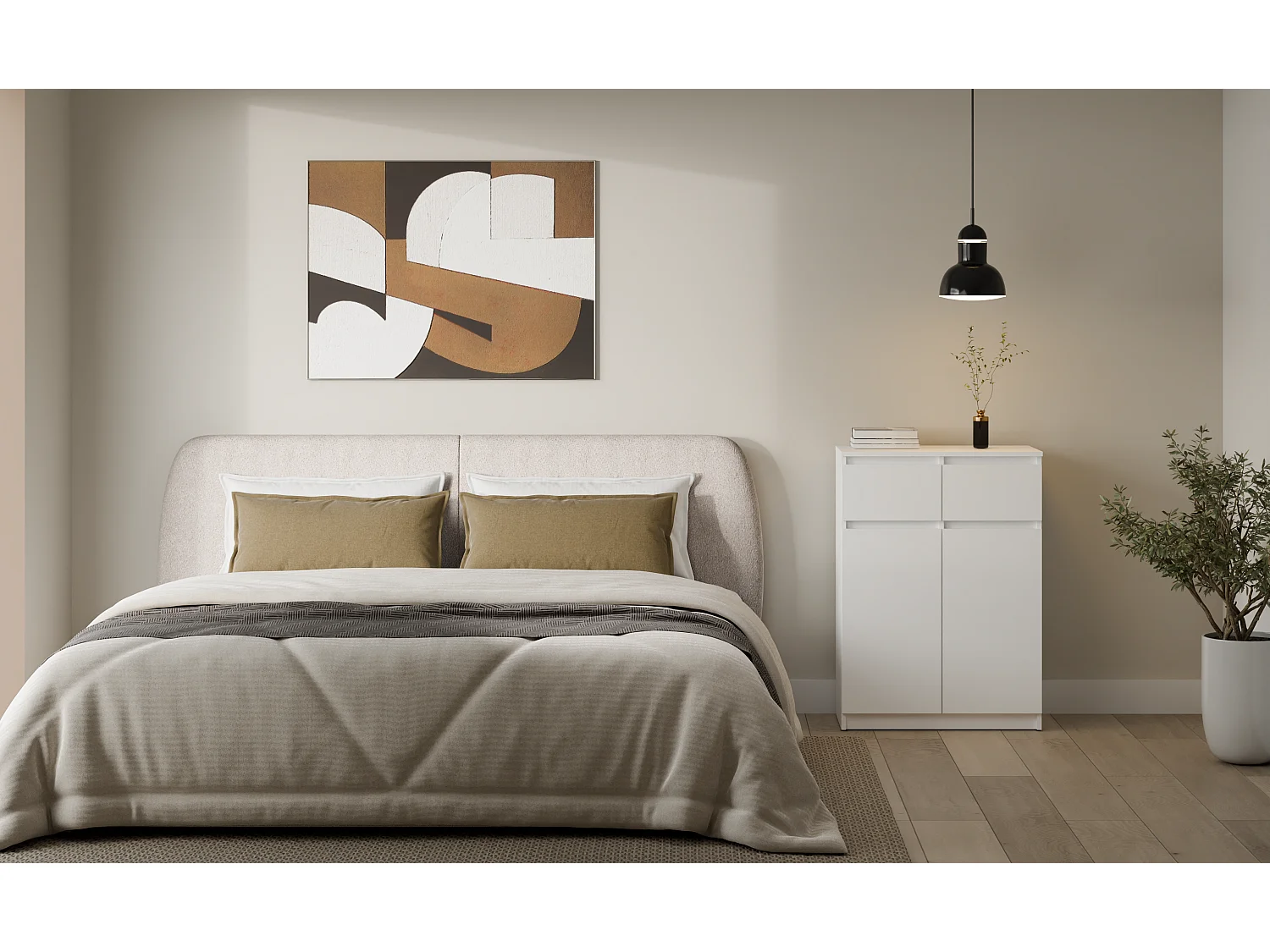 Komoda Malwa 2DD2S | Biała | 39,5x70x97 cm |Szafka 2 Drzwi 2 Szuflady