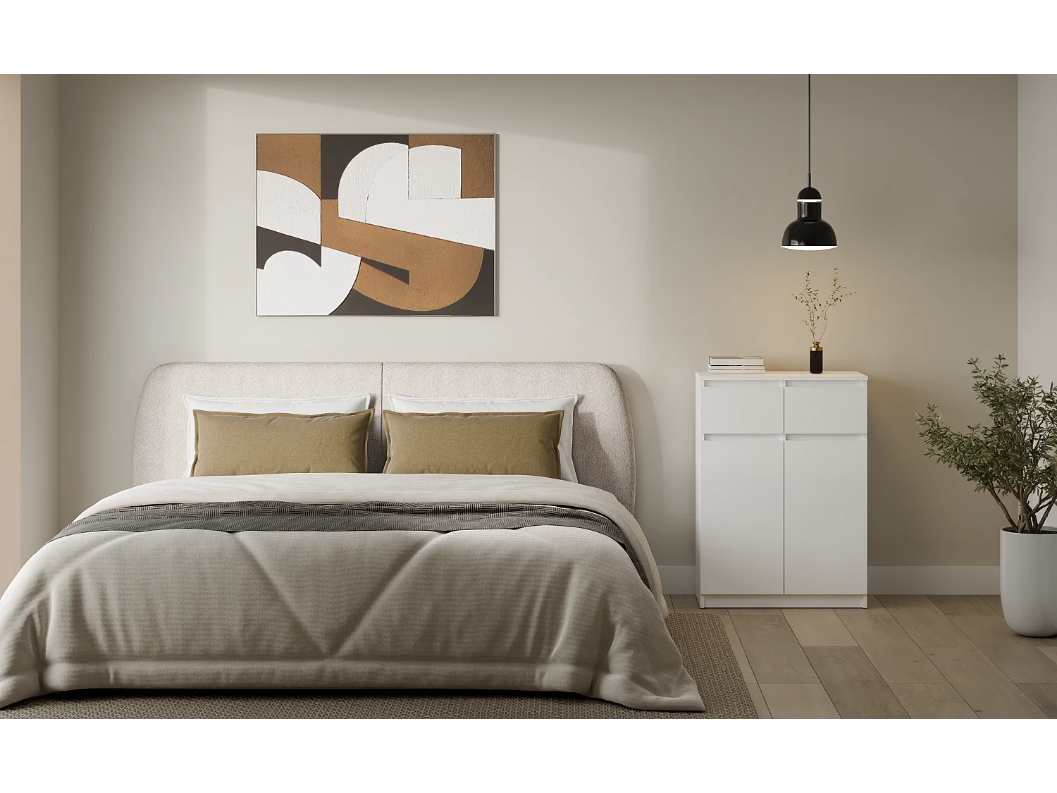 Komoda Malwa 2DD2S | Biała | 39,5x70x97 cm |Szafka 2 Drzwi 2 Szuflady