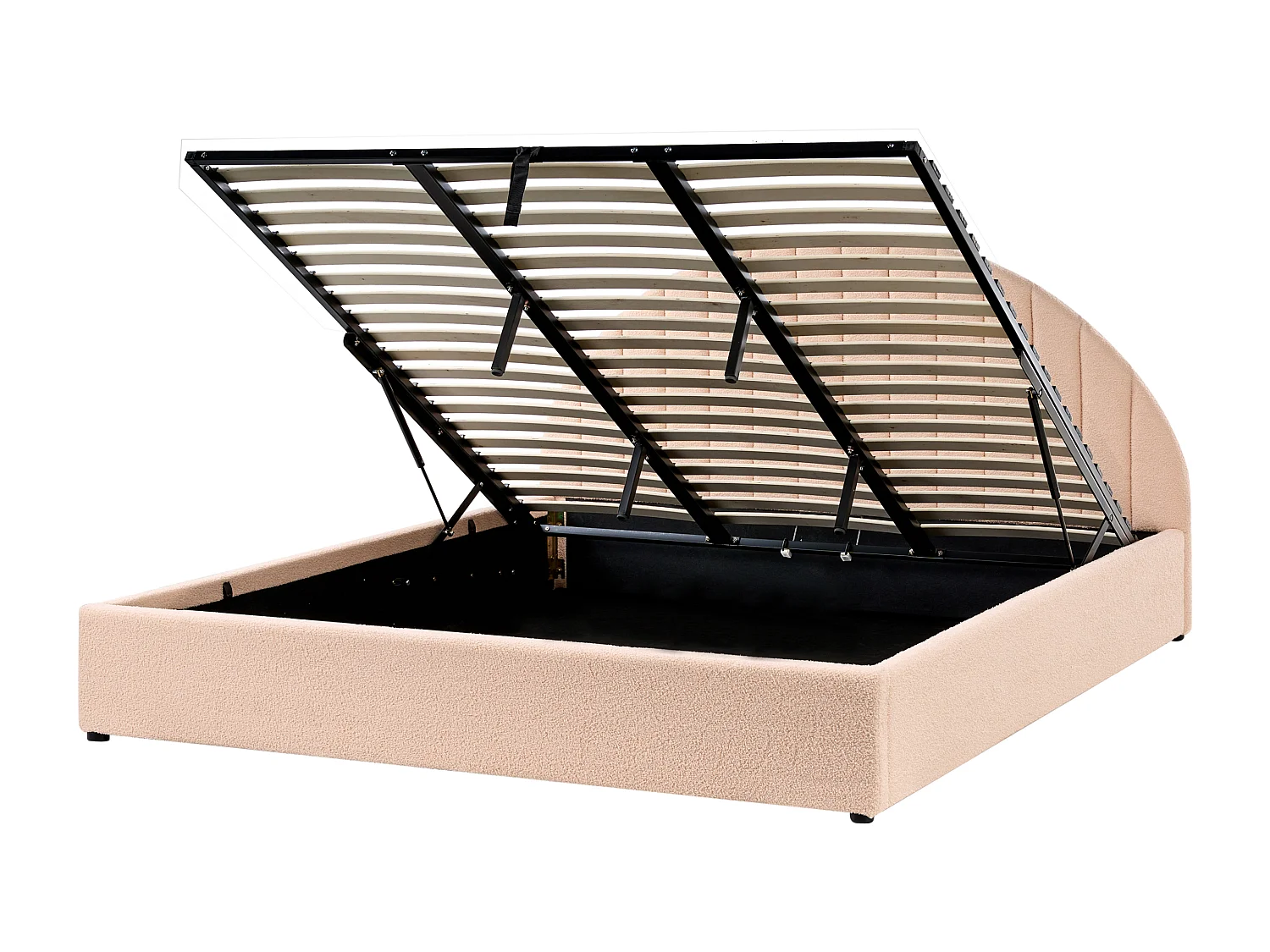 Lit ottoman Bouclé CHADENET 180 x 200 cm Rose pêche