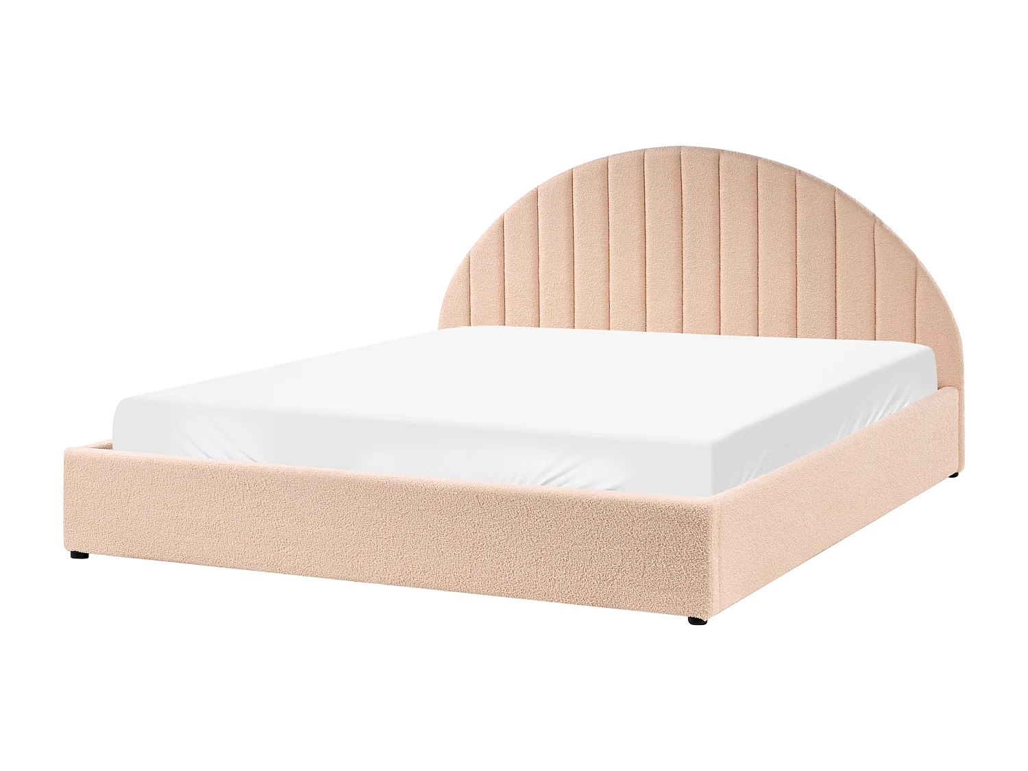 Lit ottoman Bouclé CHADENET 180 x 200 cm Rose pêche