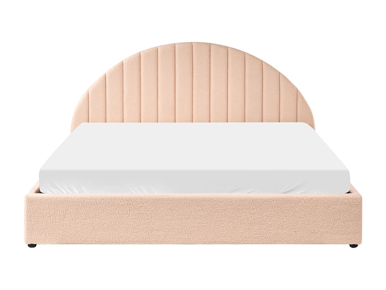 Lit ottoman Bouclé CHADENET 180 x 200 cm Rose pêche