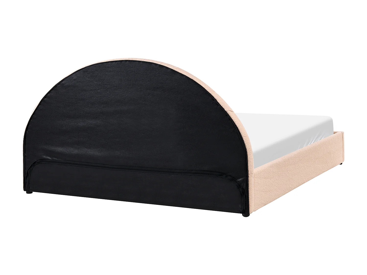 Lit ottoman Bouclé CHADENET 180 x 200 cm Rose pêche