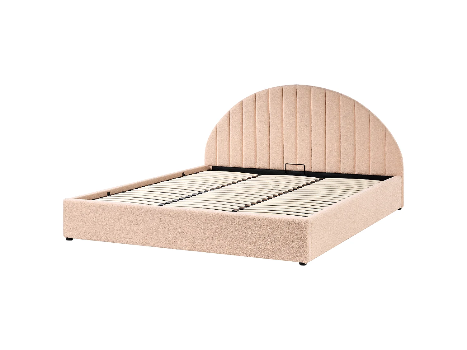 Lit ottoman CHADENET Bouclé Rose pêche 180 x 200 cm