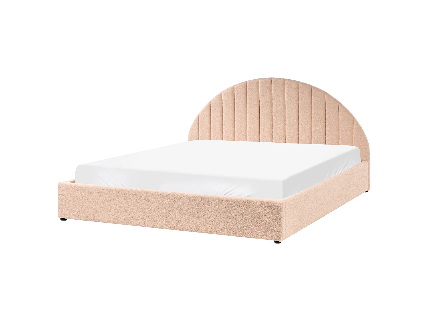 Lit ottoman CHADENET Bouclé Rose pêche 180 x 200 cm