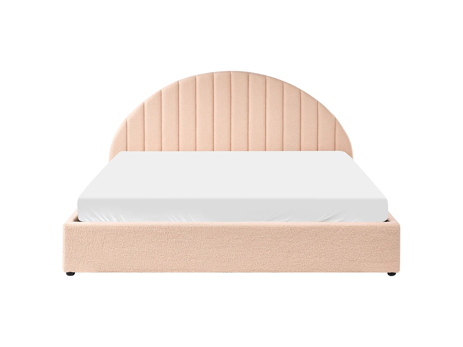 Lit ottoman CHADENET Bouclé Rose pêche 180 x 200 cm