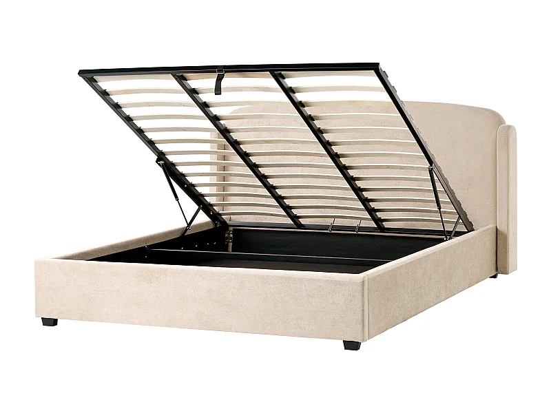 Lit ottoman Tissu BERNAY 180 x 200 cm Taupe