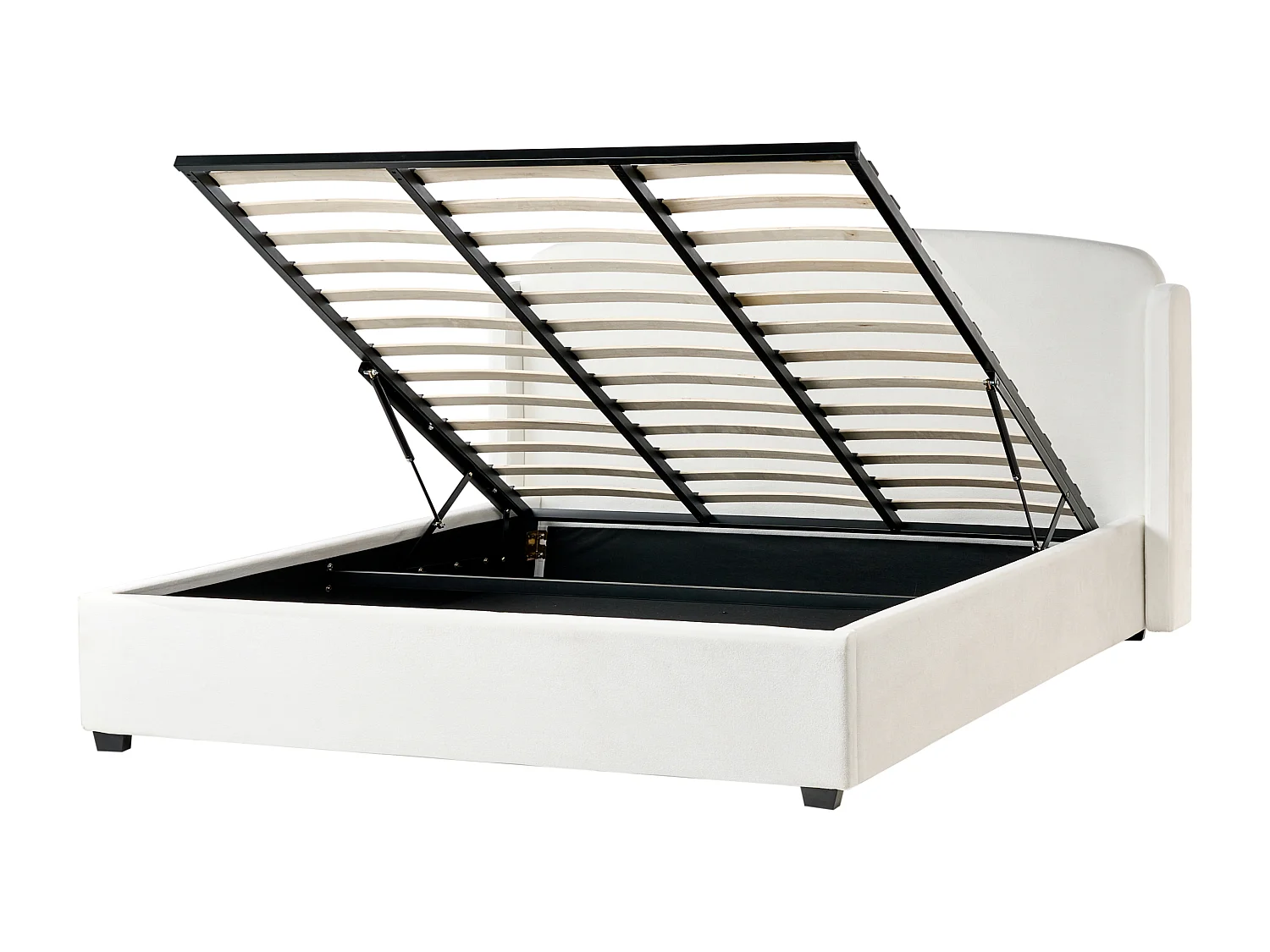 Lit ottoman Tissu BERNAY 180 x 200 cm Blanc cassé