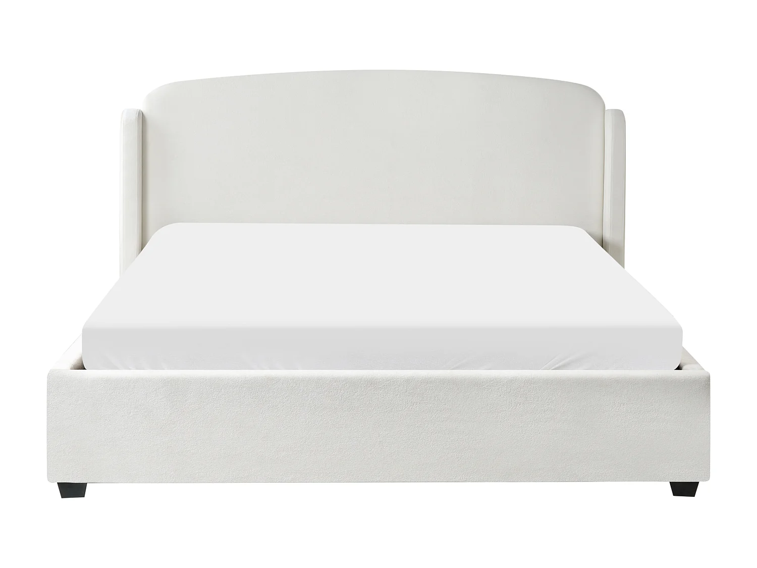 Lit ottoman Tissu BERNAY 180 x 200 cm Blanc cassé