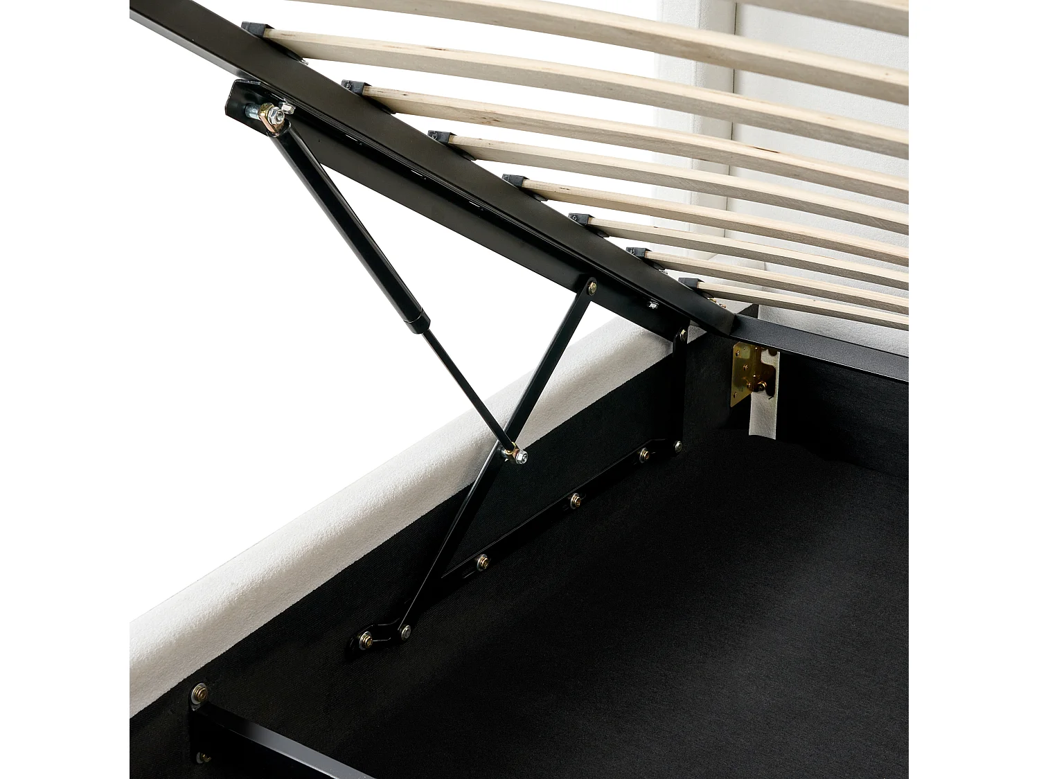 Lit ottoman Tissu BERNAY 180 x 200 cm Blanc cassé