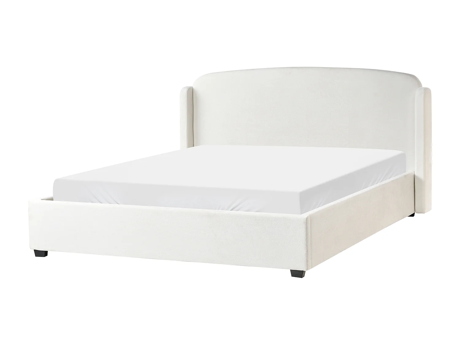 Lit ottoman Tissu BERNAY 180 x 200 cm Blanc cassé