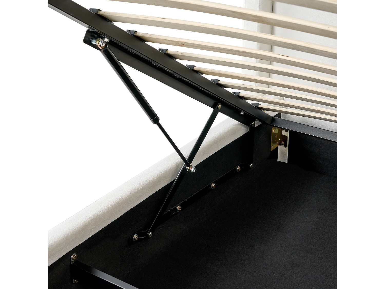 Lit ottoman Tissu BERNAY 180 x 200 cm Blanc cassé