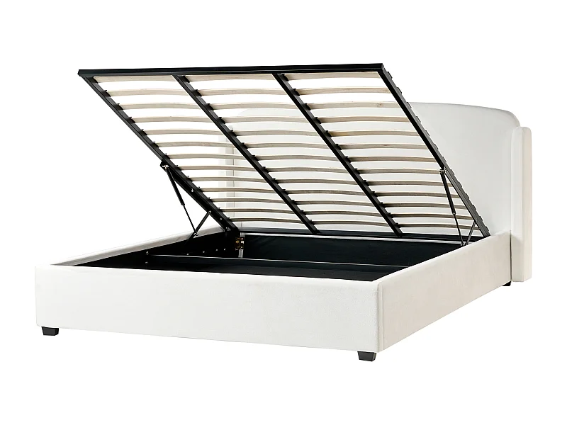 Lit ottoman Tissu BERNAY 180 x 200 cm Blanc cassé