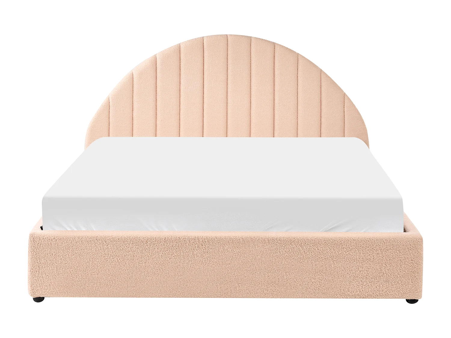 Lit ottoman Bouclé CHADENET 160 x 200 cm Rose pêche