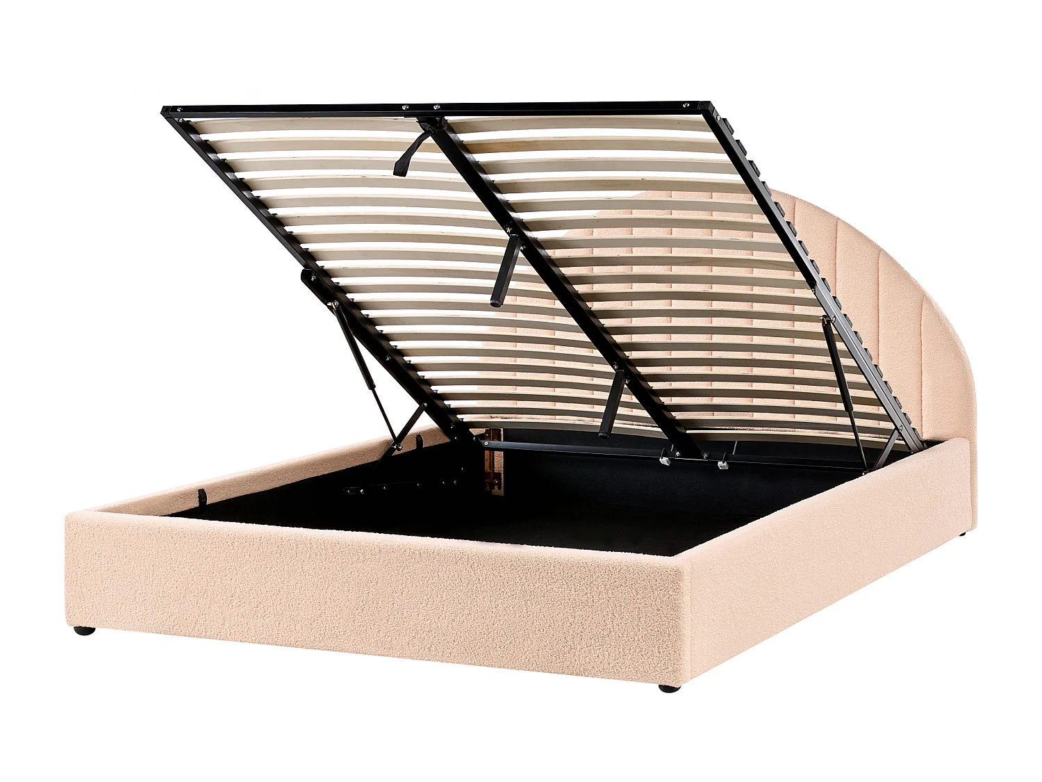 Lit ottoman Bouclé CHADENET 160 x 200 cm Rose pêche