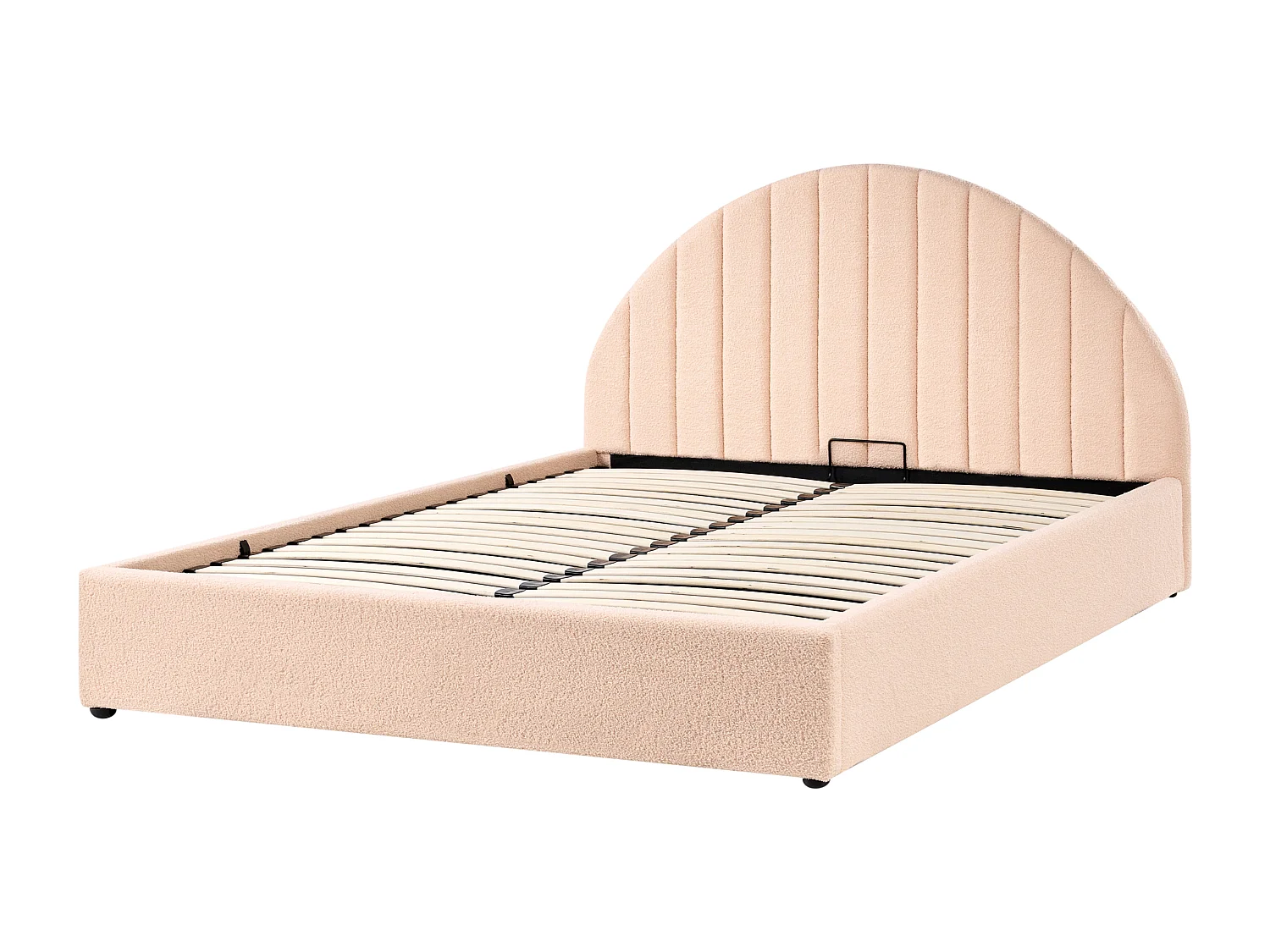 Lit ottoman Bouclé CHADENET 160 x 200 cm Rose pêche