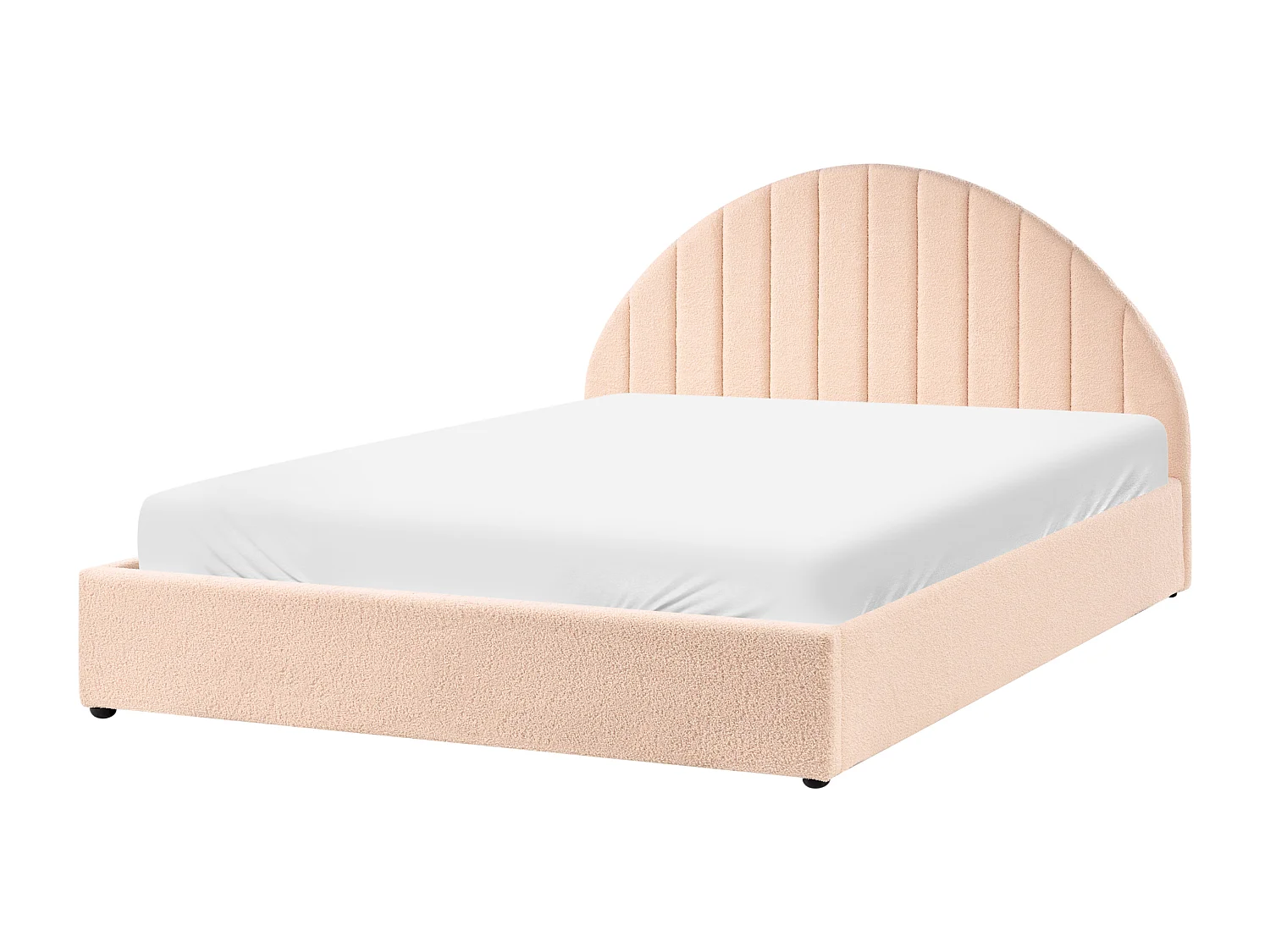 Lit ottoman Bouclé CHADENET 160 x 200 cm Rose pêche