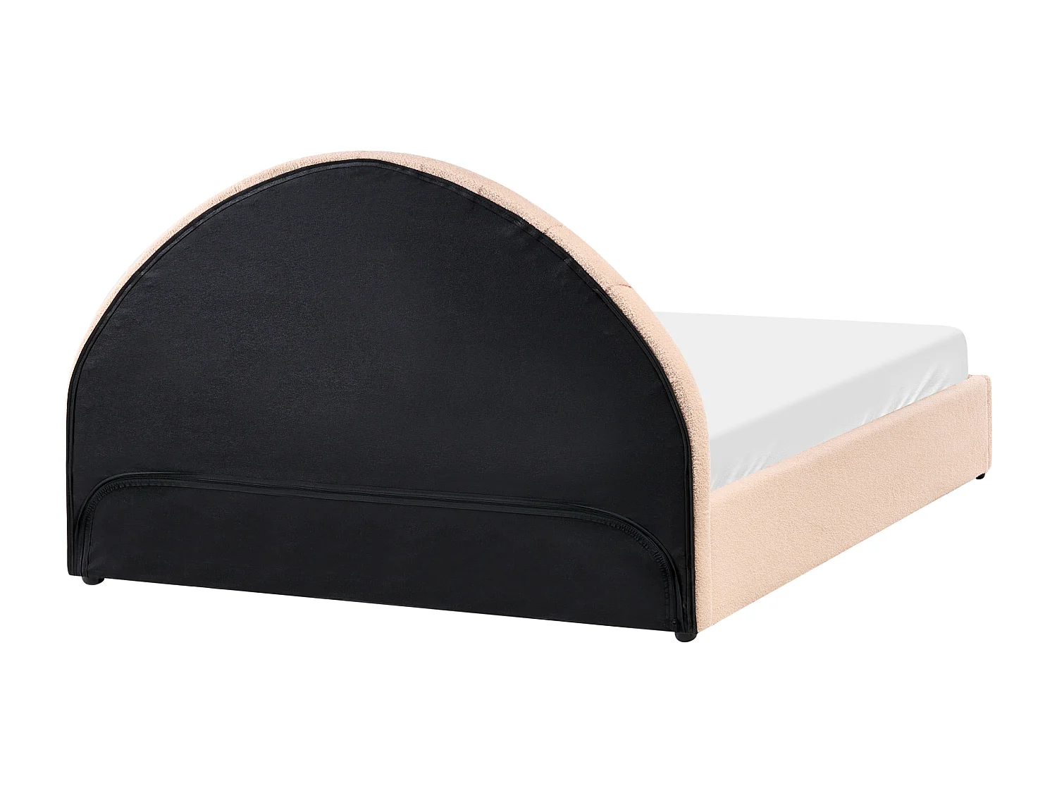 Lit ottoman Bouclé CHADENET 160 x 200 cm Rose pêche