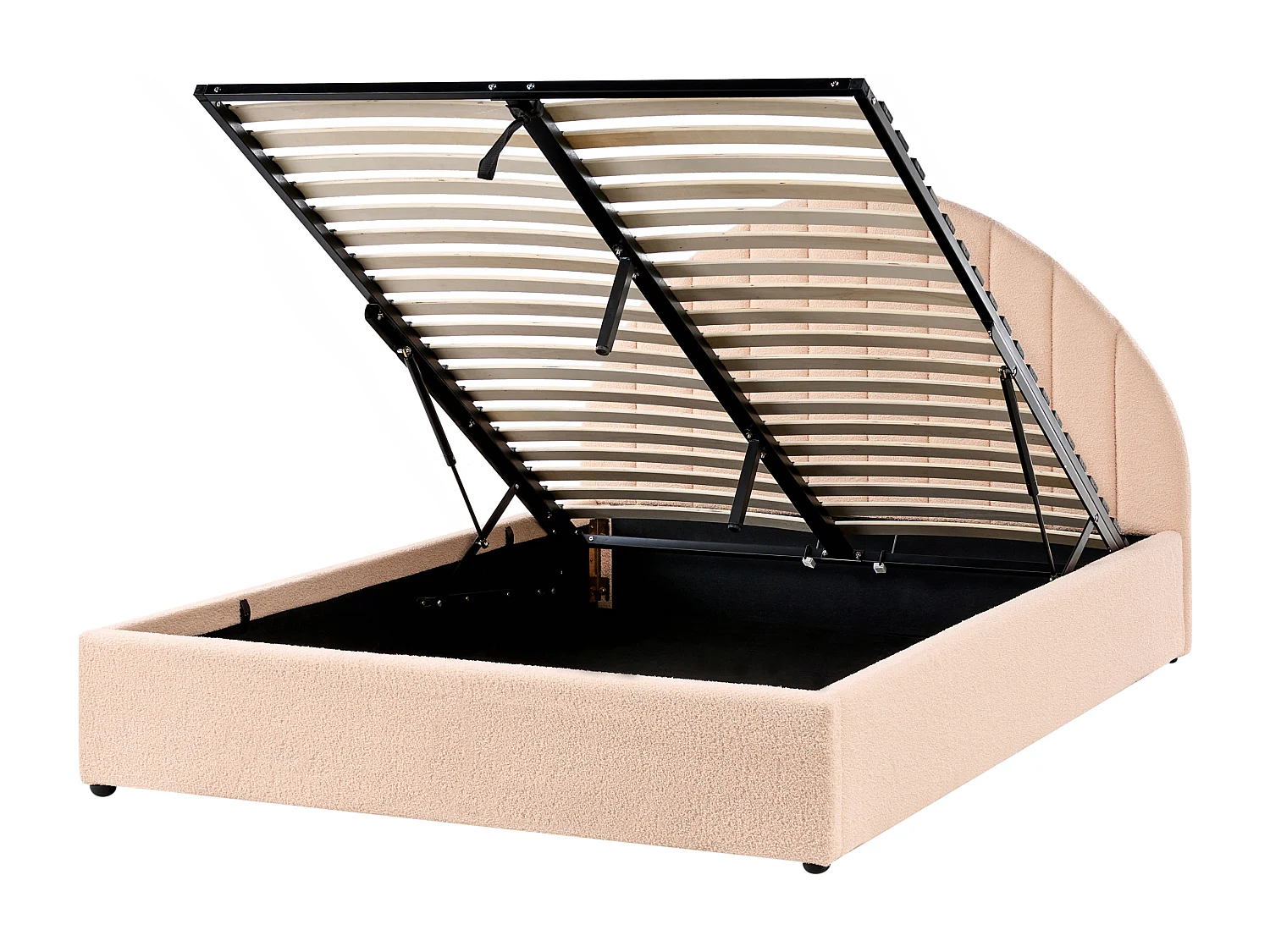 Lit ottoman Bouclé CHADENET 140 x 200 cm Rose pêche