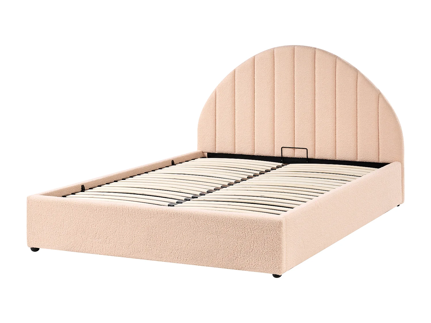 Lit ottoman Bouclé CHADENET 140 x 200 cm Rose pêche