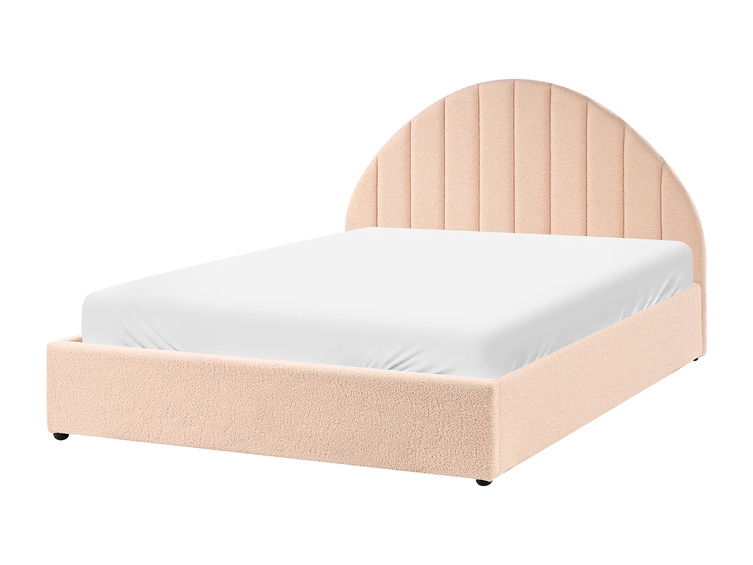 Lit ottoman Bouclé CHADENET 140 x 200 cm Rose pêche