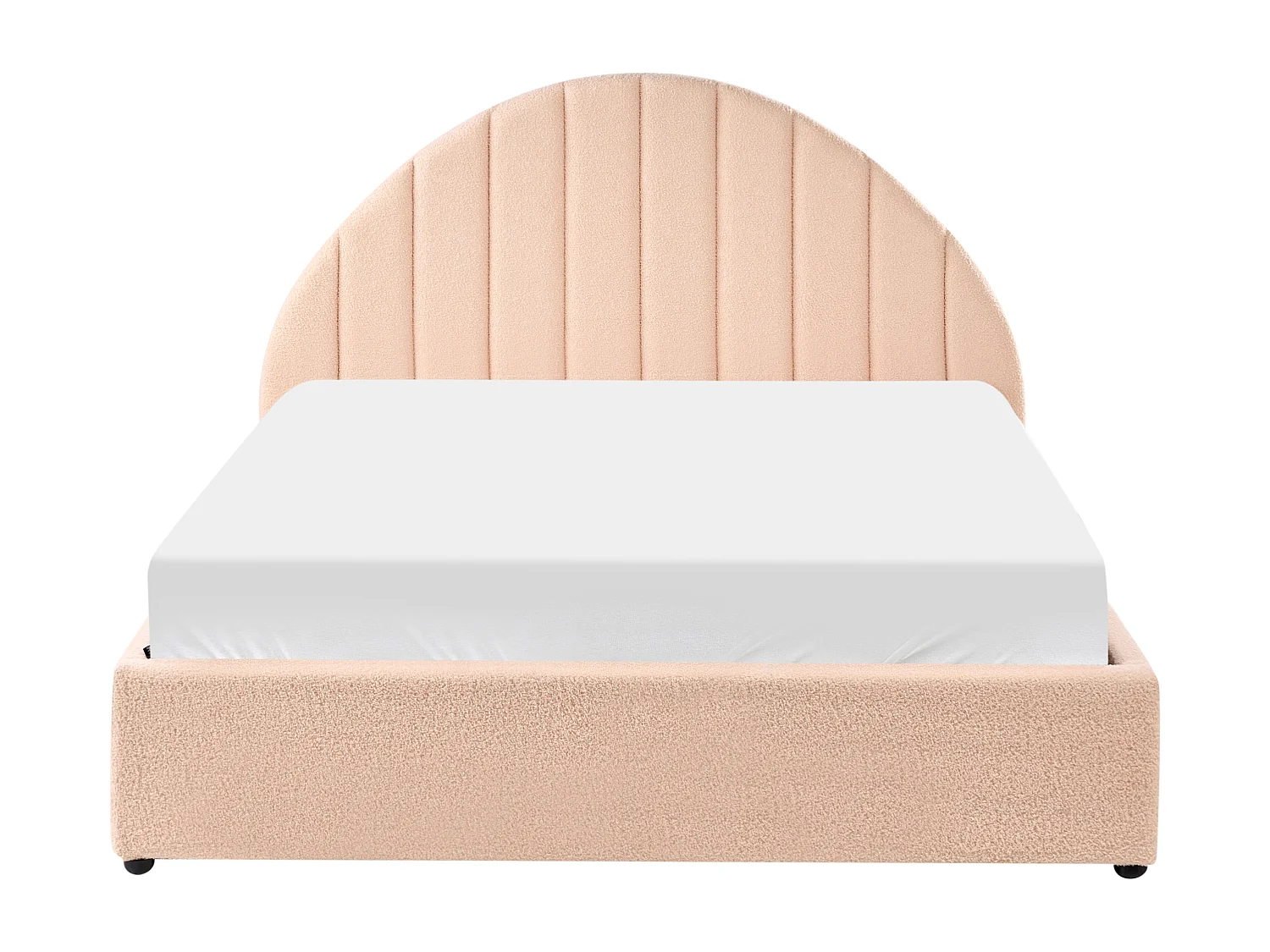 Lit ottoman Bouclé CHADENET 140 x 200 cm Rose pêche