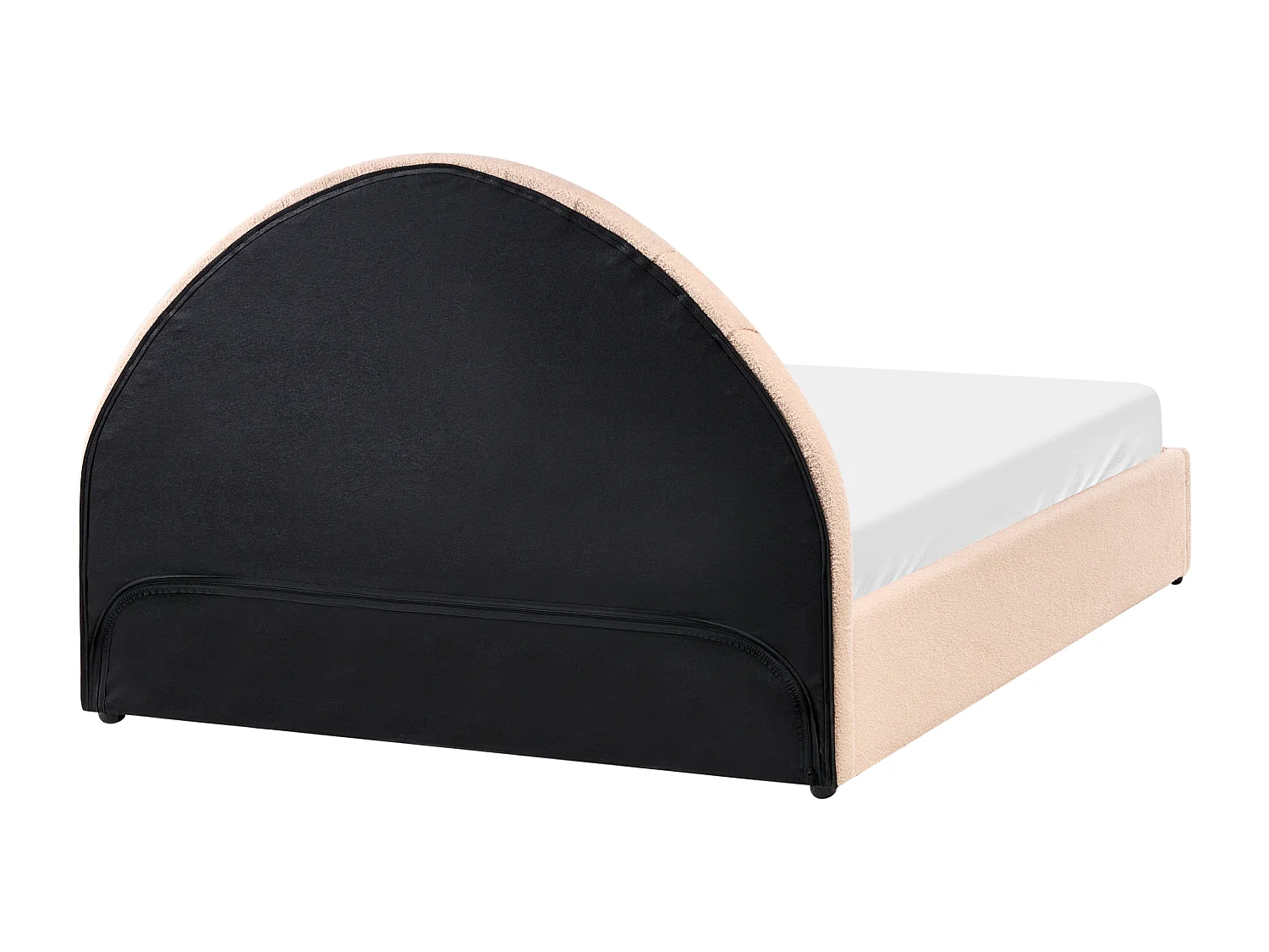 Lit ottoman Bouclé CHADENET 140 x 200 cm Rose pêche