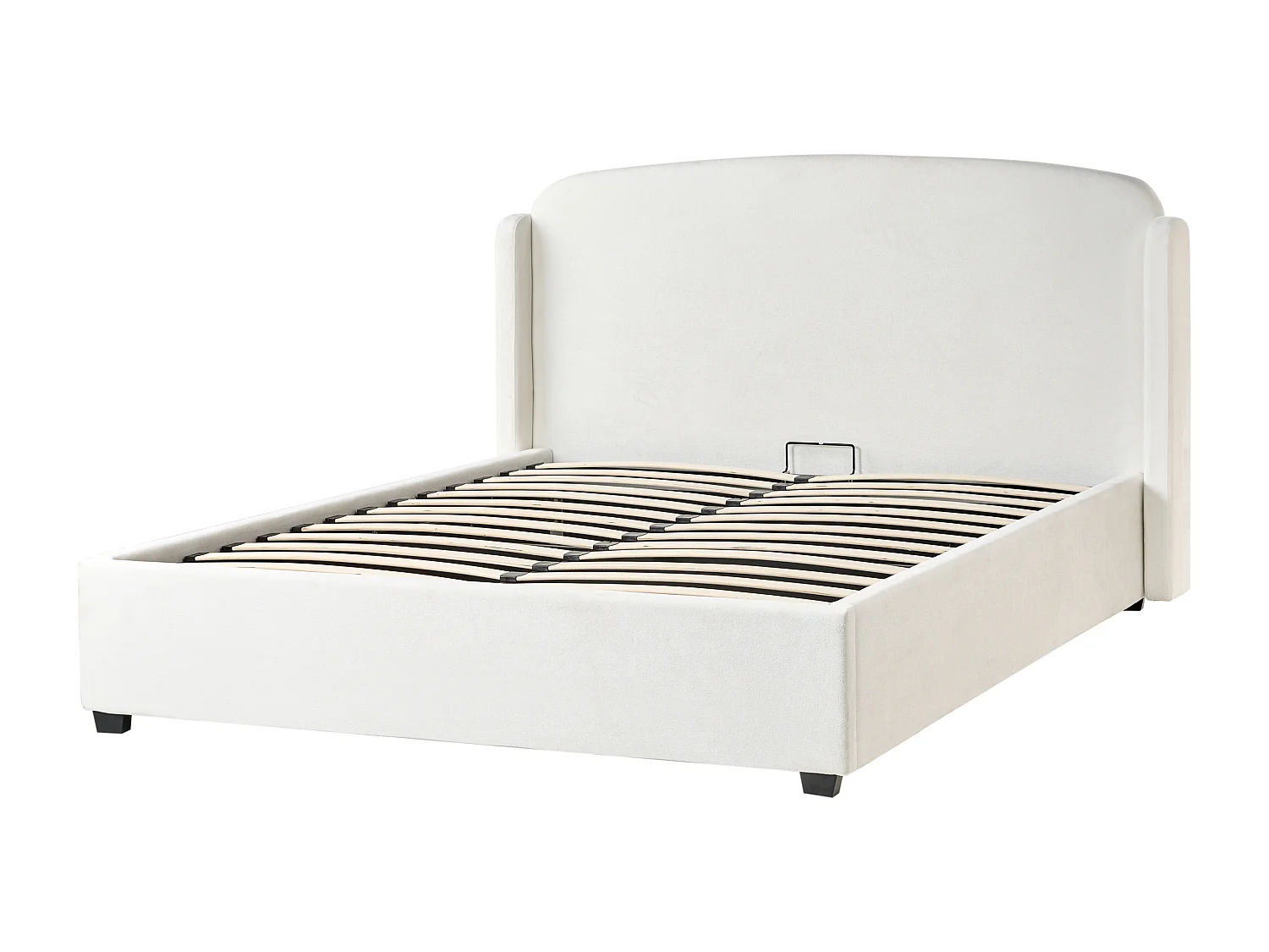 Lit ottoman Tissu BERNAY 160 x 200 cm Blanc cassé