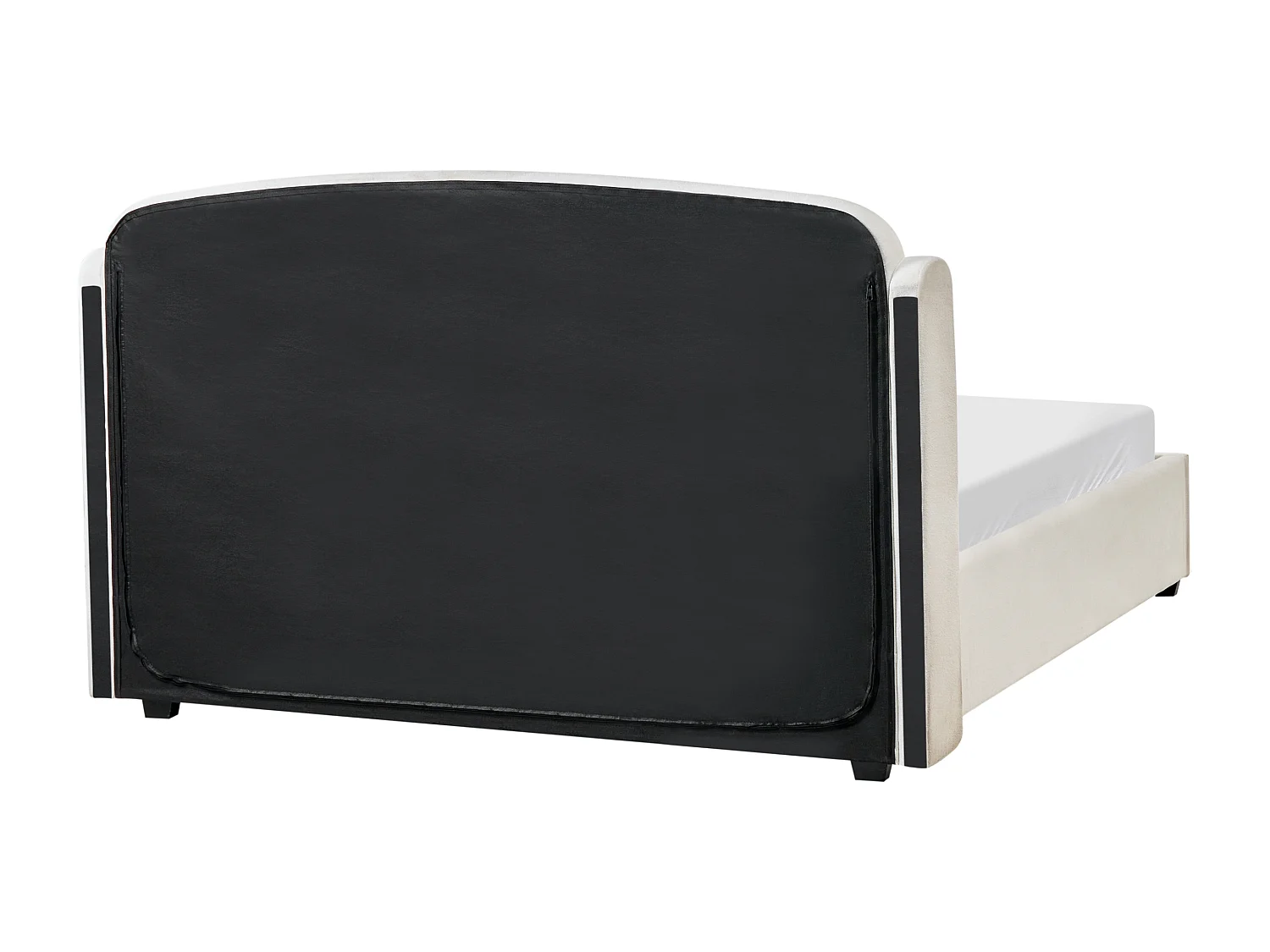 Lit ottoman Tissu BERNAY 160 x 200 cm Blanc cassé