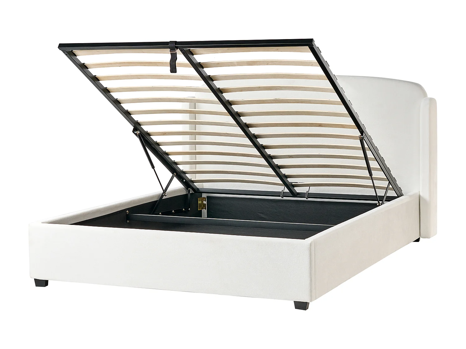 Lit ottoman Tissu BERNAY 160 x 200 cm Blanc cassé